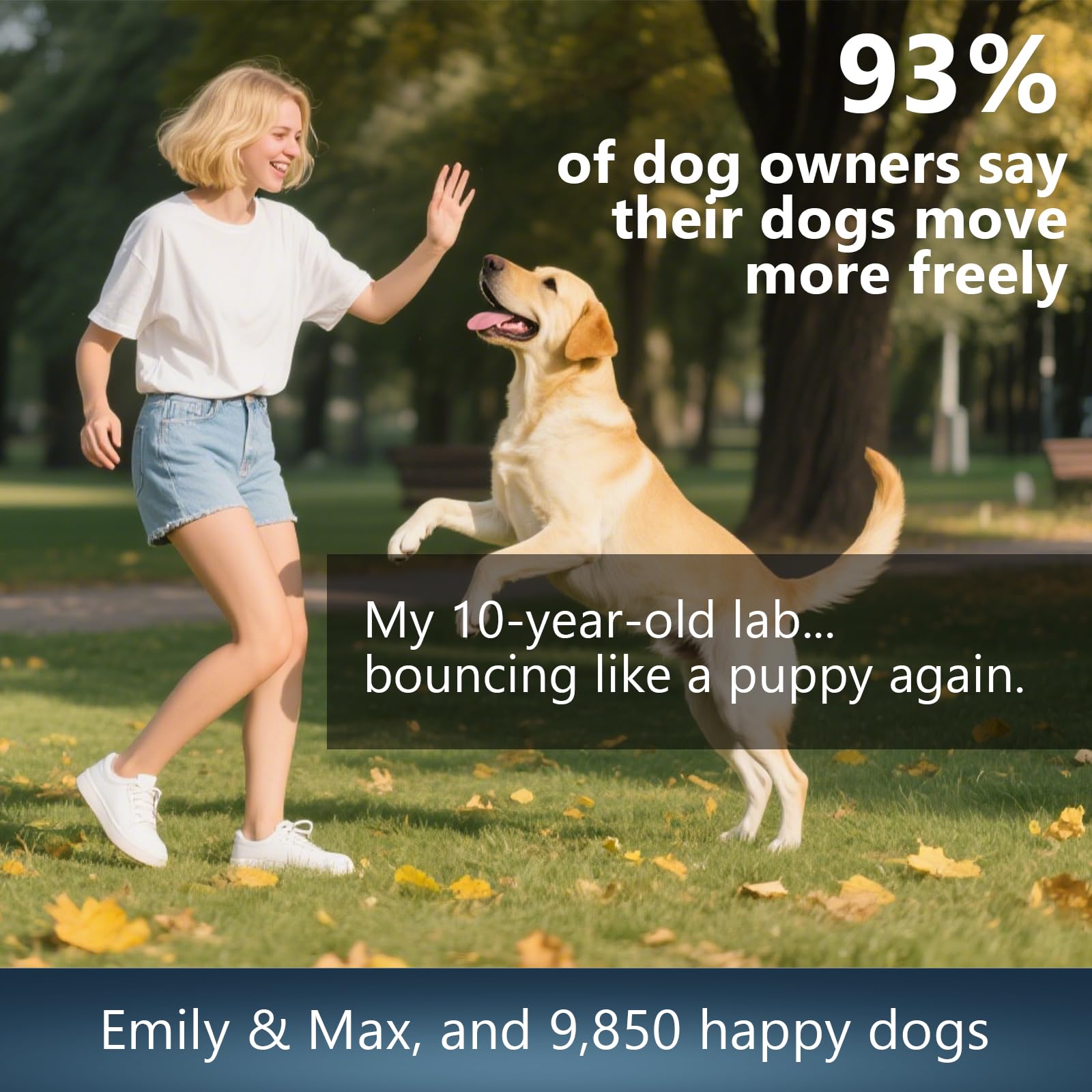 ELEVTC Glucosamine for Dogs on a walk, showcasing mobility support