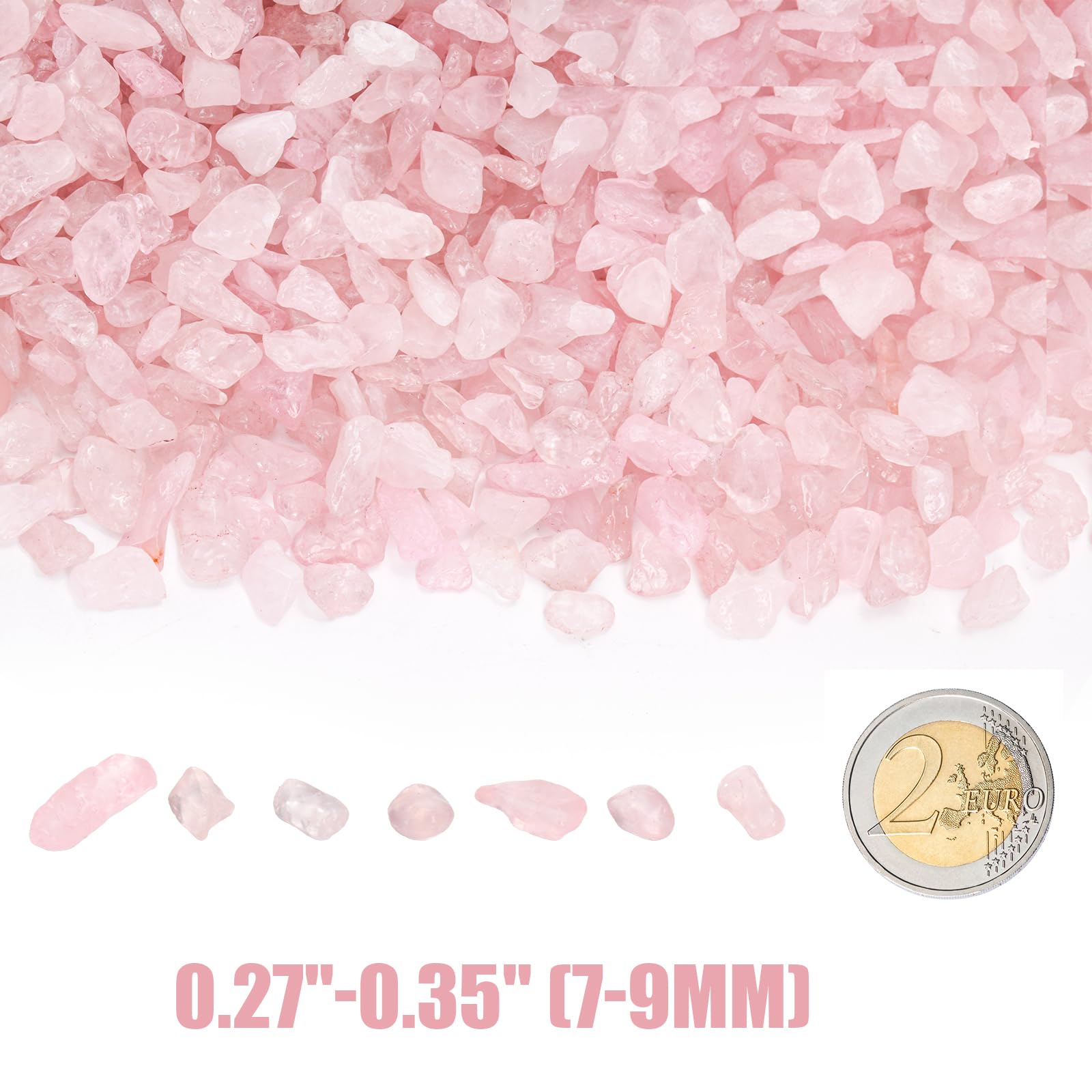 ELFULLY rose pink quartz chips 7-9mm for DIY jewelry and vase fillers.