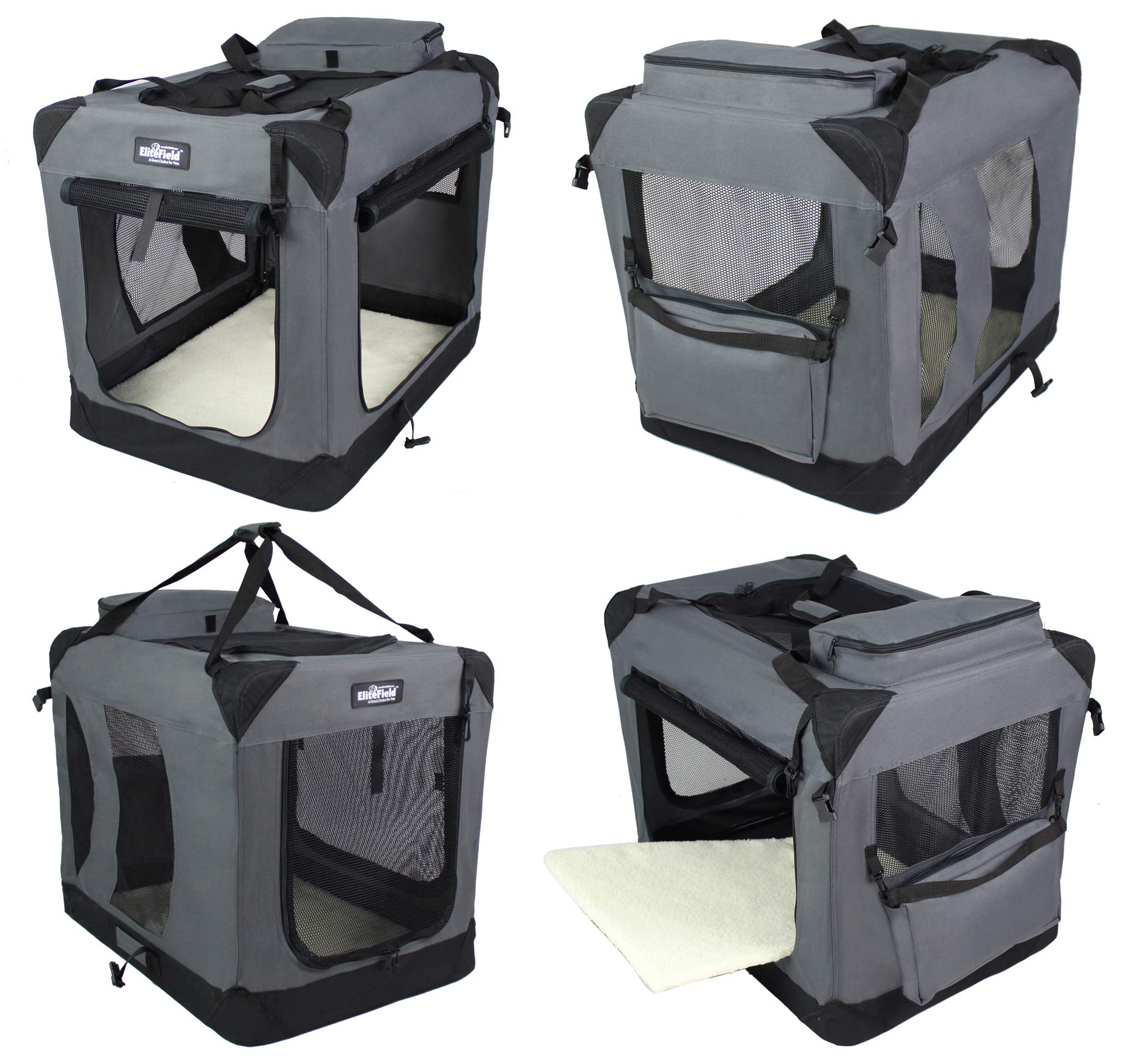 EliteField 3-door mesh doors provide ventilation and easy access.