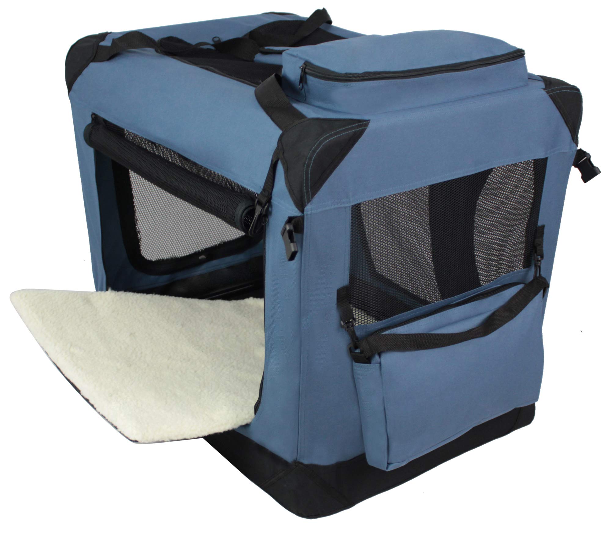 EliteField 3-Door Soft Crate side door enhances light and breathability.
