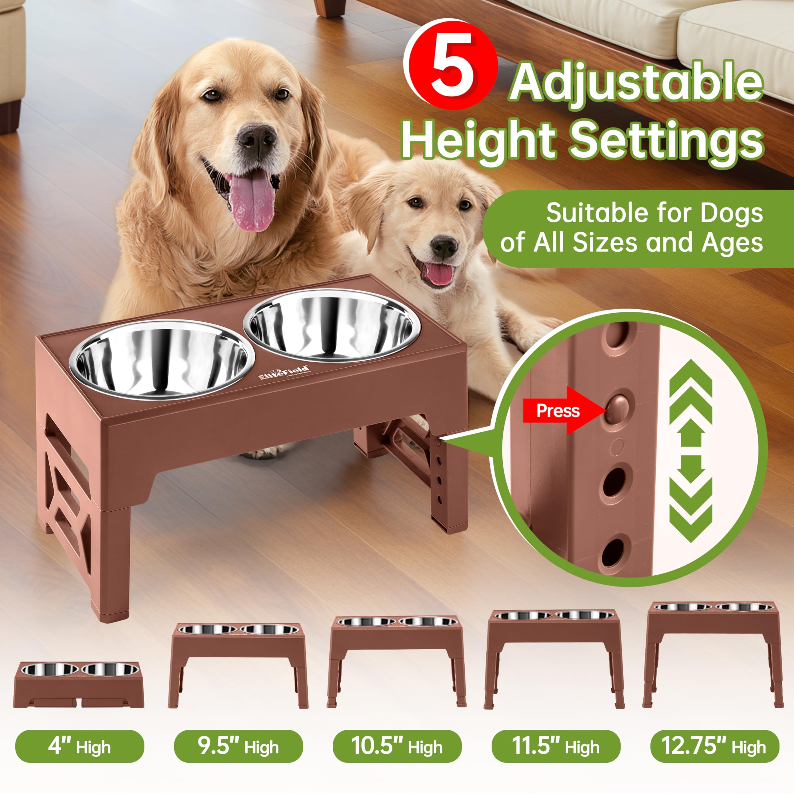 EliteField elevated dog bowls foldable stand makes travel and storage effortless.