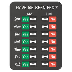 EliteSign dog feeding reminder front view with AM/PM indicators for easy scheduling