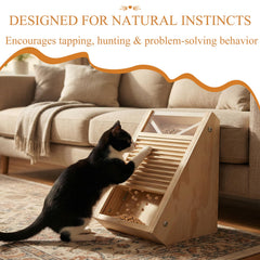 Elixique paw-activated reward panel encouraging indoor cats to tap and eat slowly.
