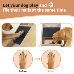 Elixique treat-compartment scratch board enabling positive nail care training.