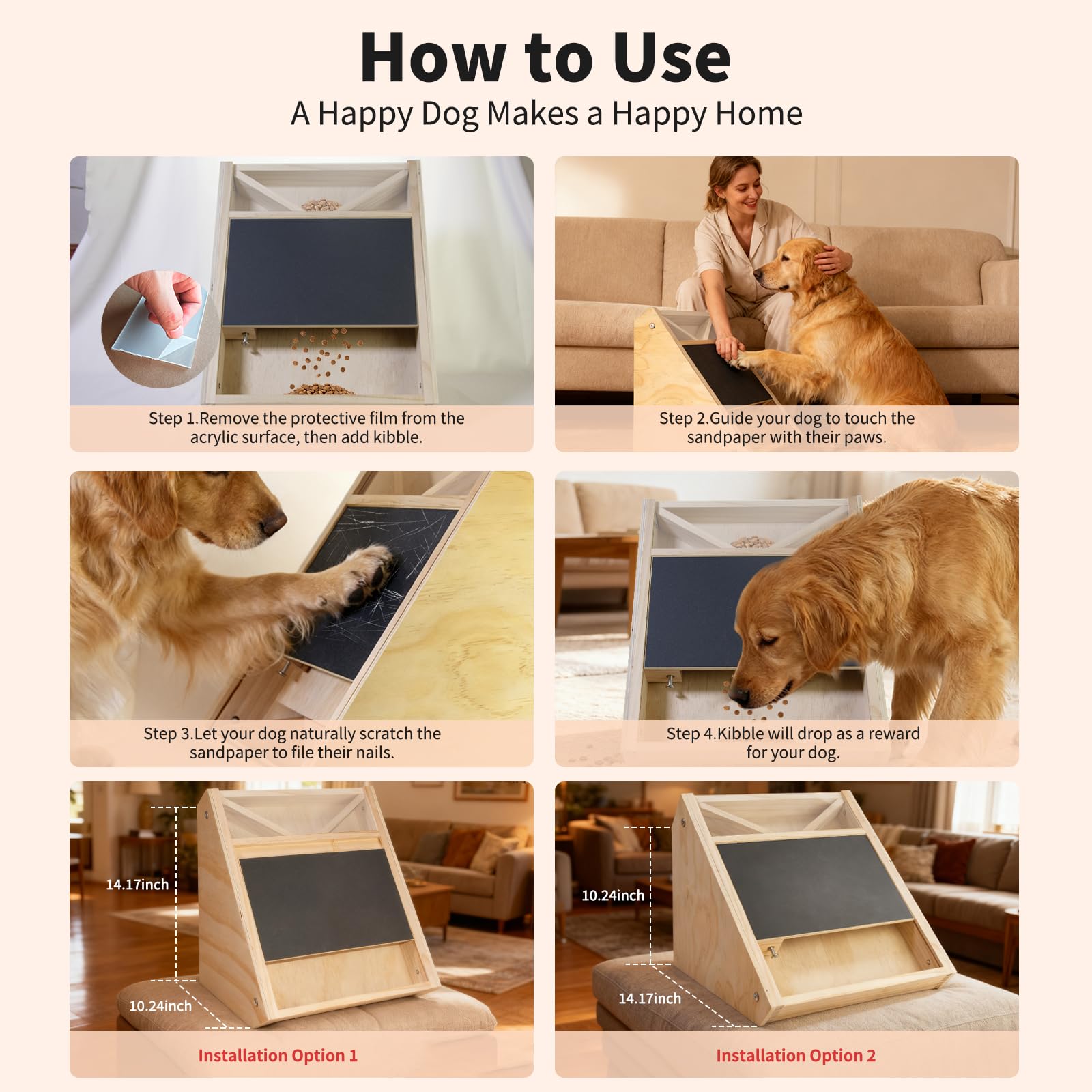 Elixique two-setup option stand adjusts to different dog sizes.