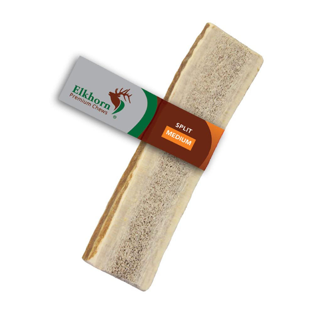 Elkhorn Premium Chews medium split elk antler chew ideal for 20-40 lb dogs