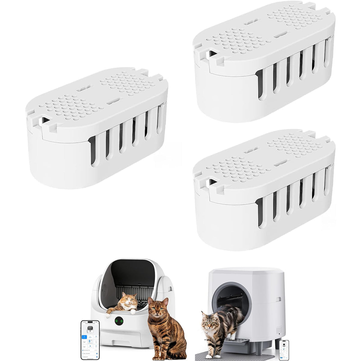 Ellenpent cat litter deodorizer 3-pack ready for insertion in the waste drawer for fresh scent