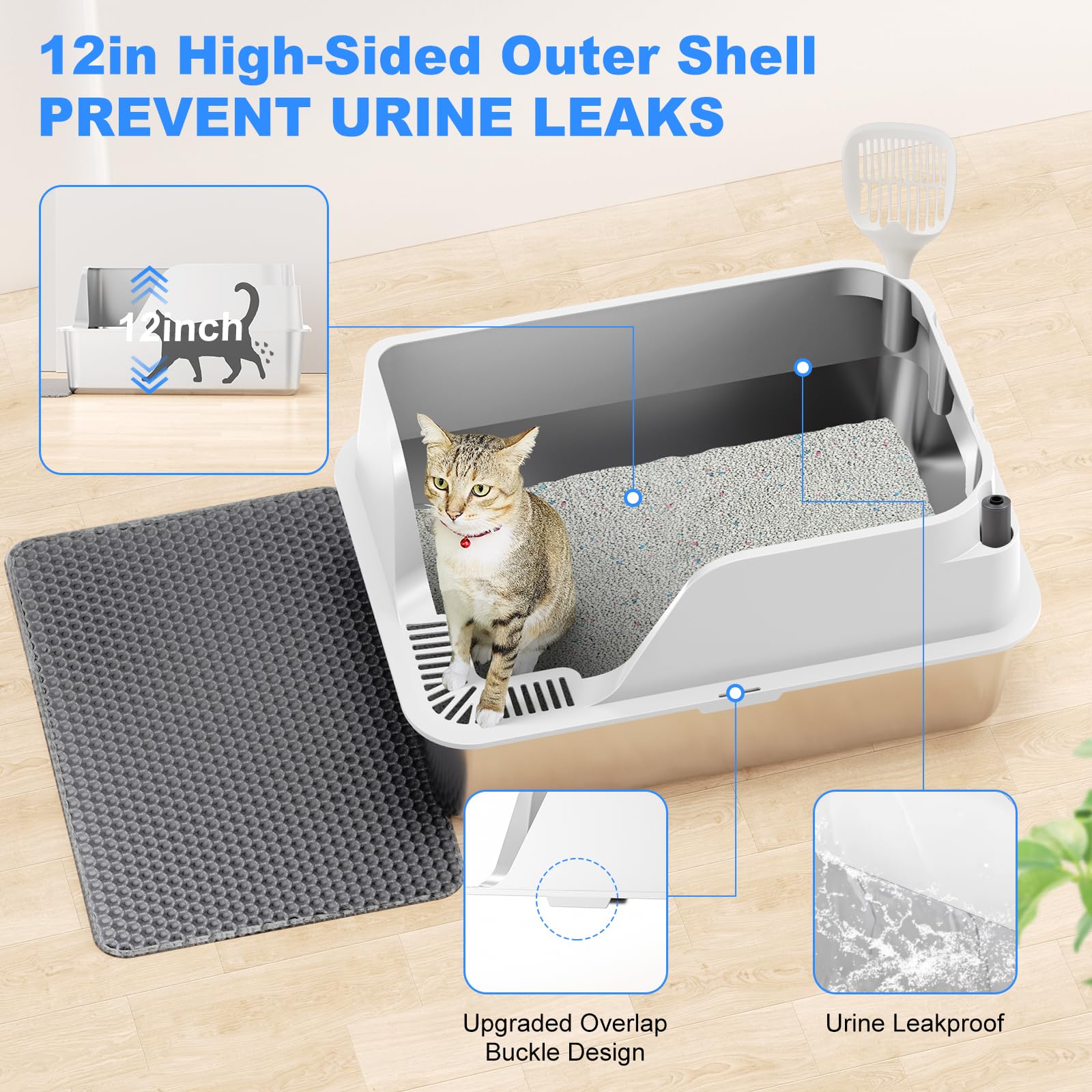 Ellenpent large-capacity litter box with lid for multi-cat households.