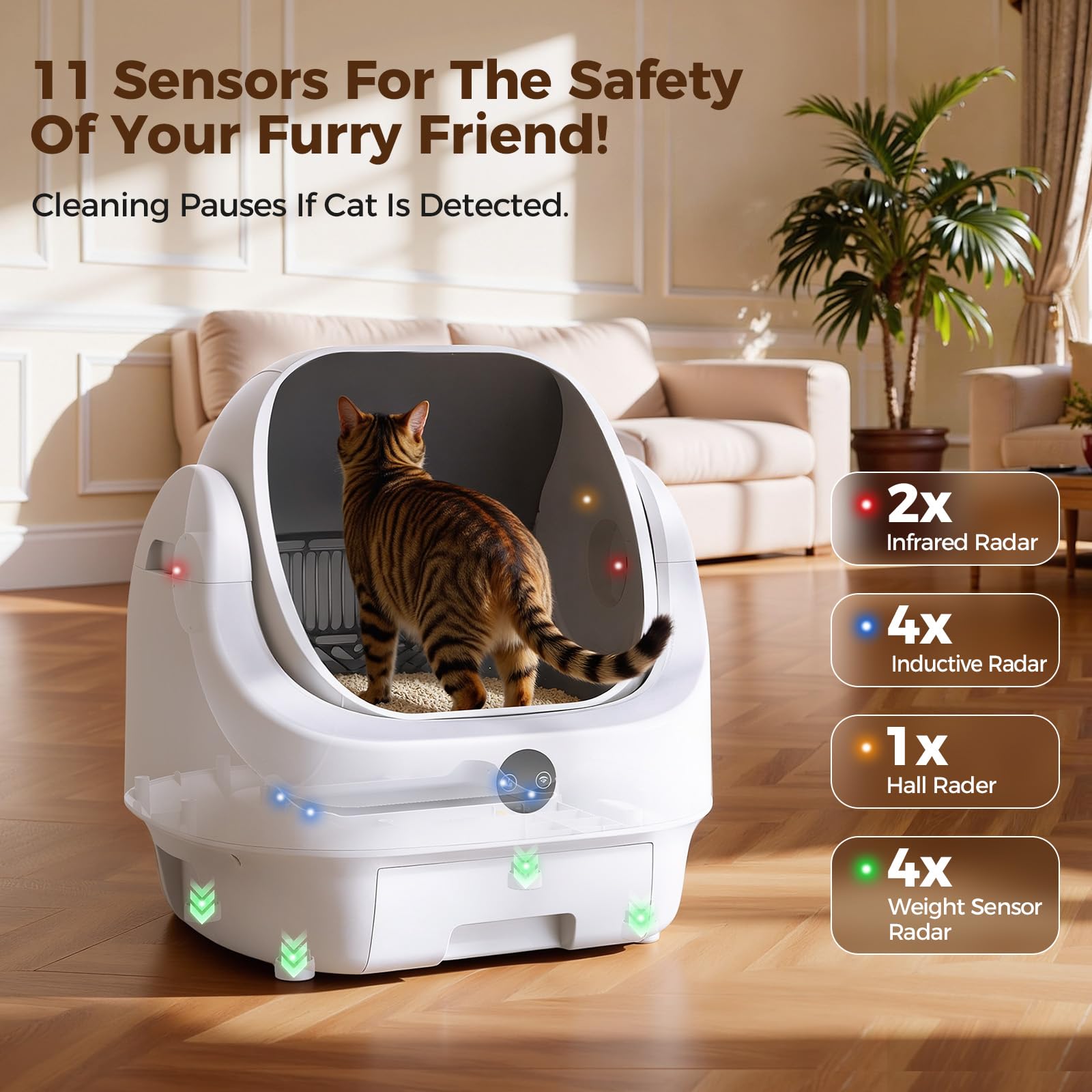Ellenpent safety sensors pause operation when a cat enters