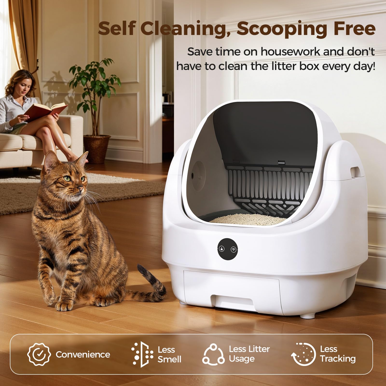 Ellenpent self-cleaning cycle demonstrates waste separation after cat exits