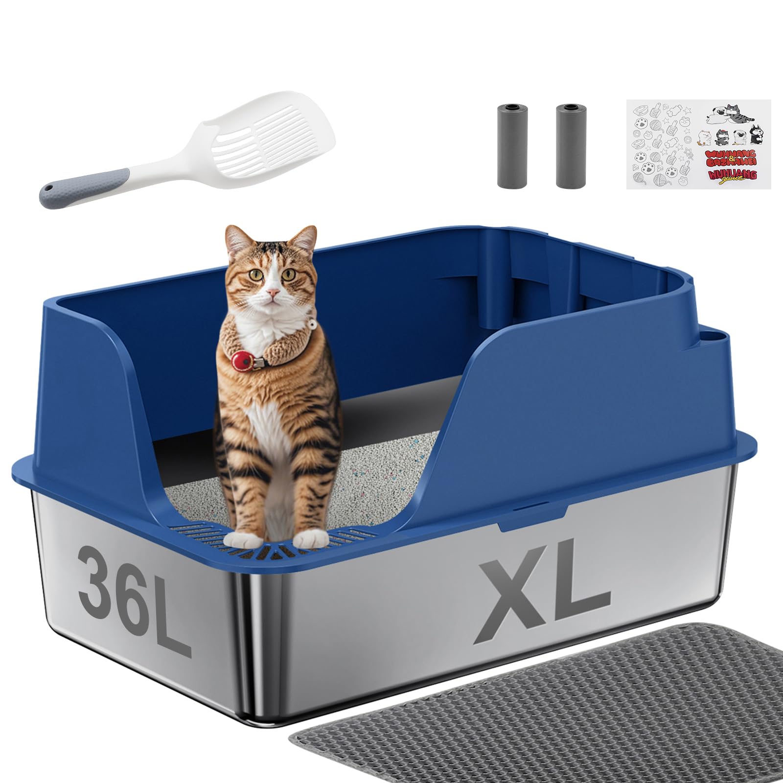 Ellenpent XL litter box with side opening reduces spills and eases entry for cats.