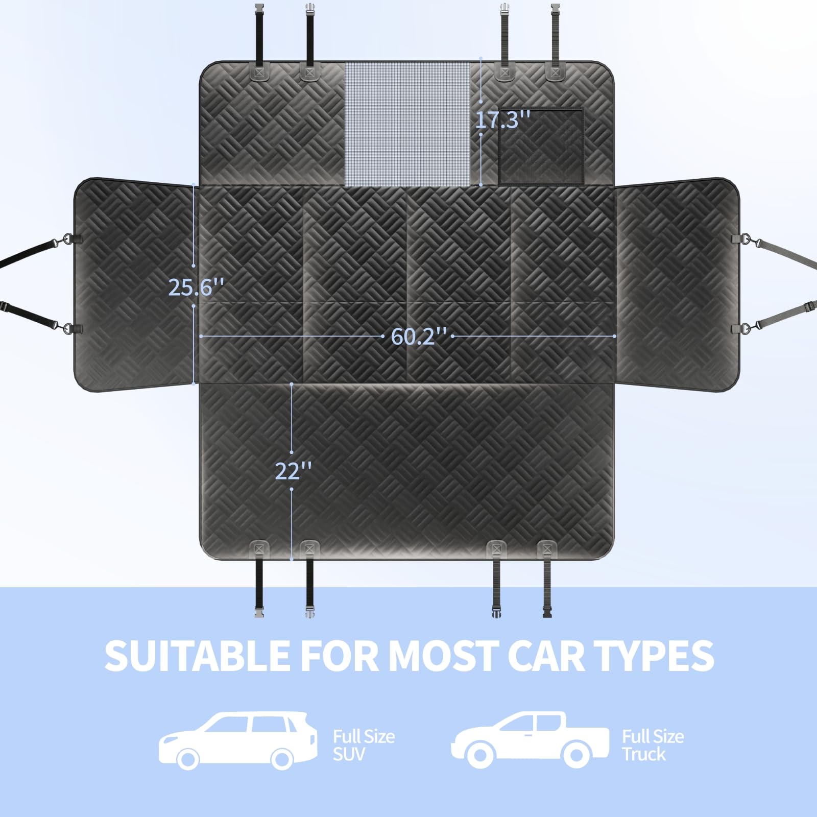 ELLINI dog seat cover breathable mesh window improves airflow and reduces anxiety