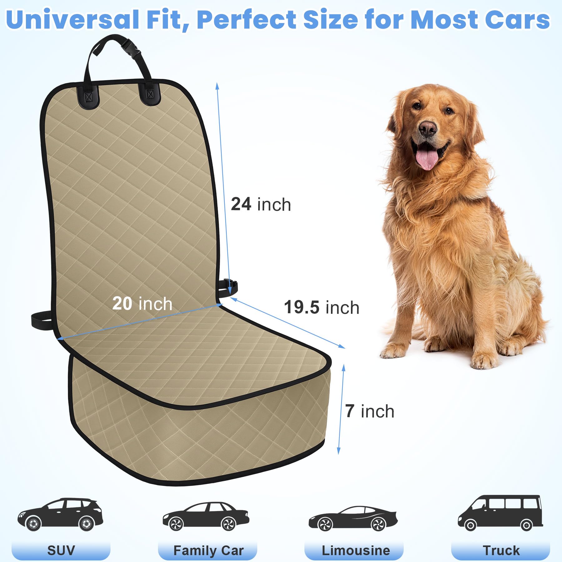 ELONGRIVER khaki front-seat cover keeps your seat clean