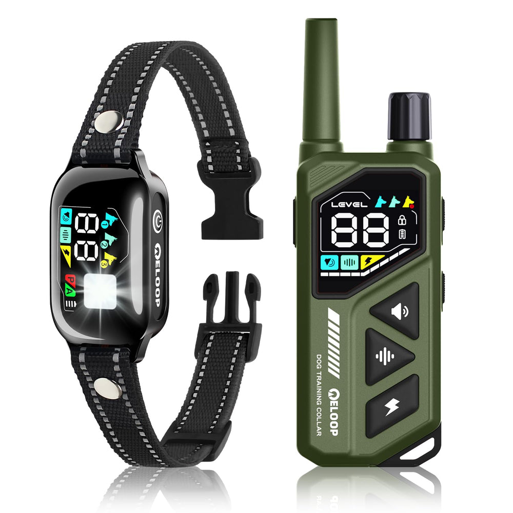 ELOOP 2-in-1 AI bark collar close-up with smart detection feature
