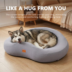 ELOOP dog bed with encircling bolster, cozy nest-like center for secure resting.