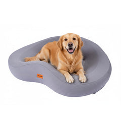 ELOOP orthopedic memory foam dog bed, side view in gray, provides ergonomic support for large dogs.