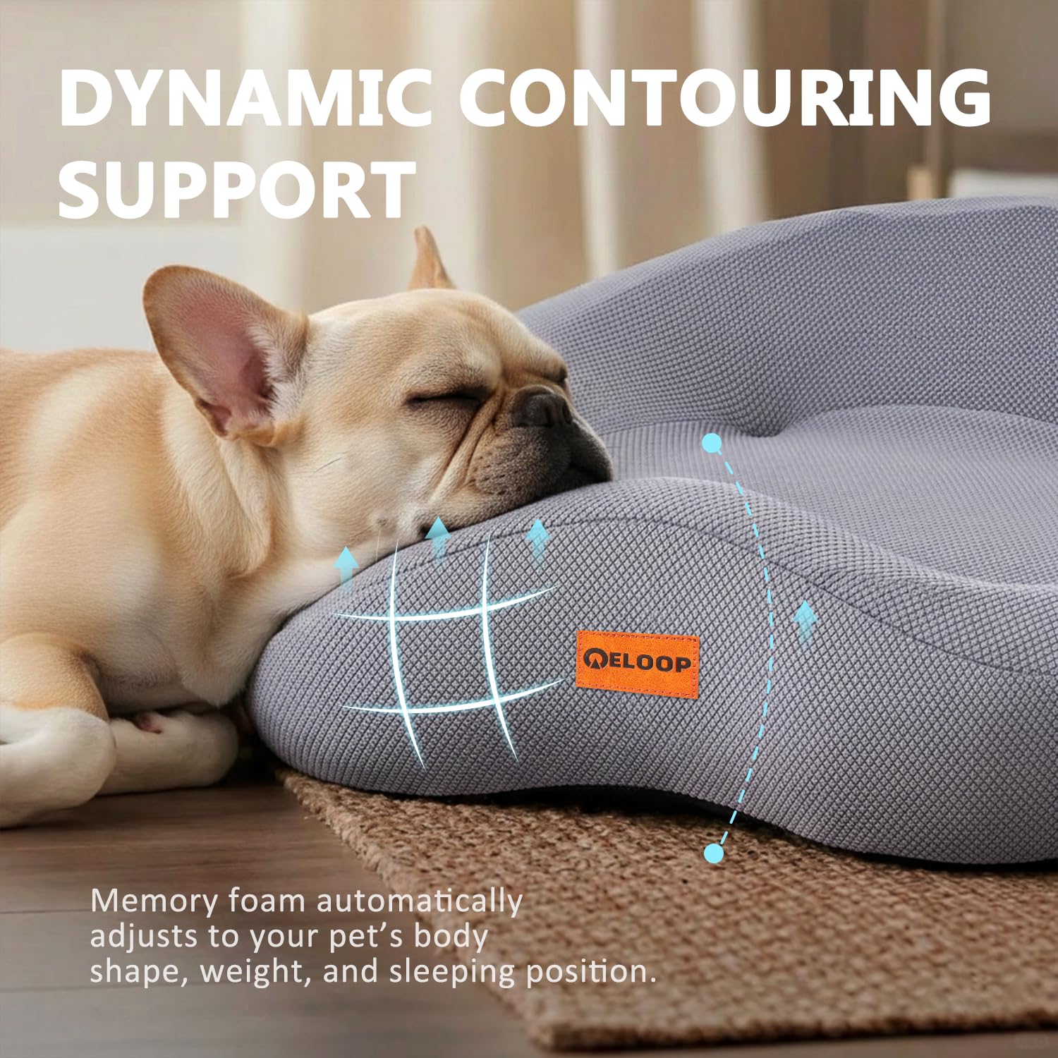ELOOP waterproof inner layer cover close-up protects foam and keeps bed dry.