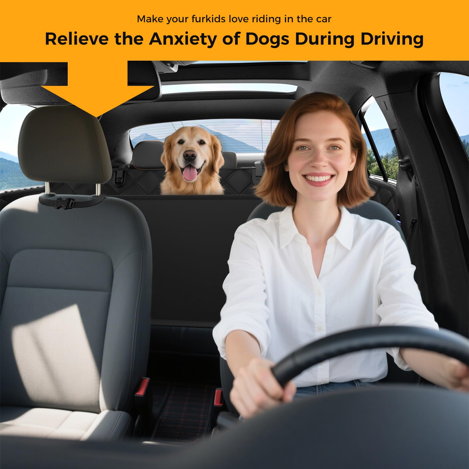 Elouta dog seat cover includes seat anchors and non-slip backing for safety.