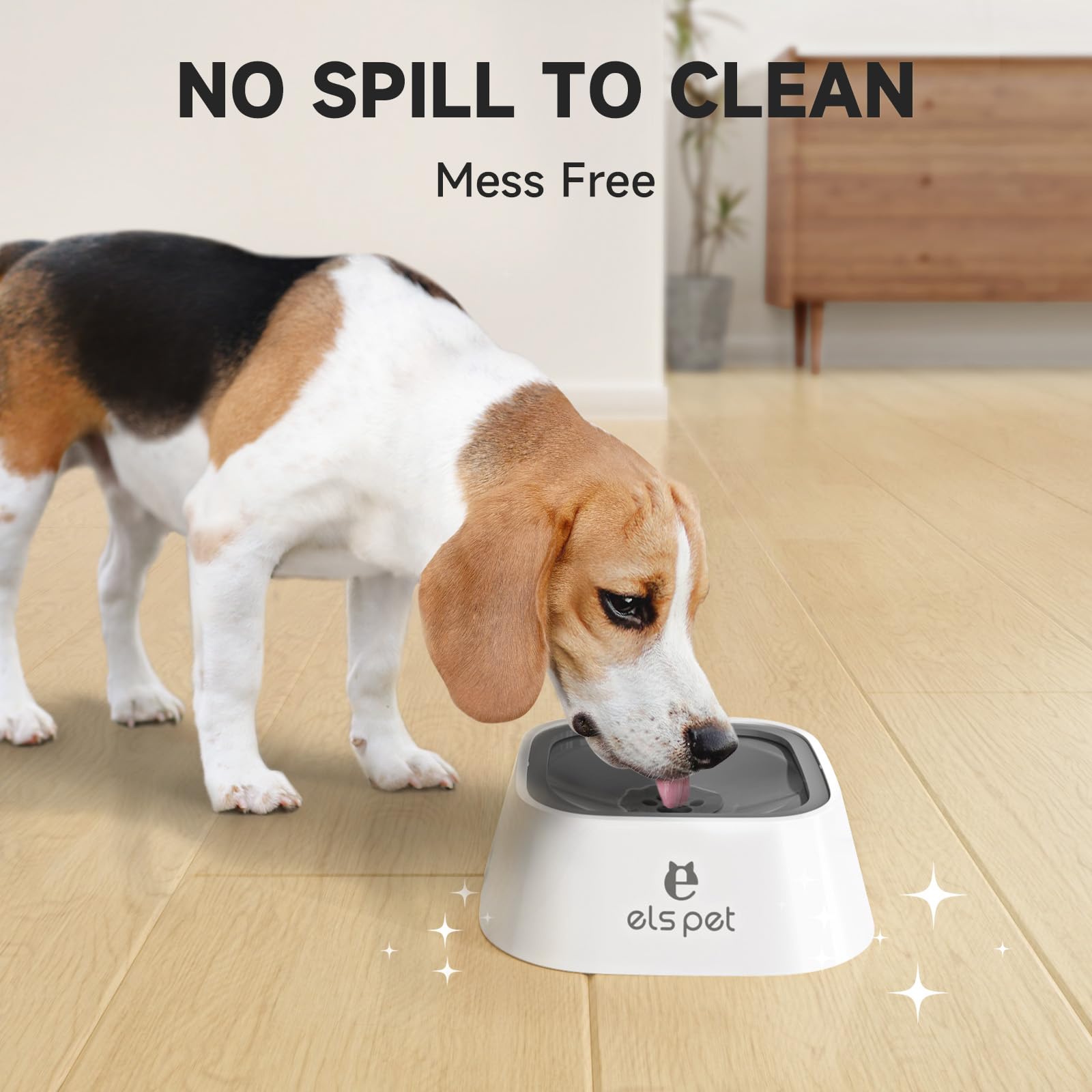 ELS PET anti-slip base stabilizes the bowl while pets drink.