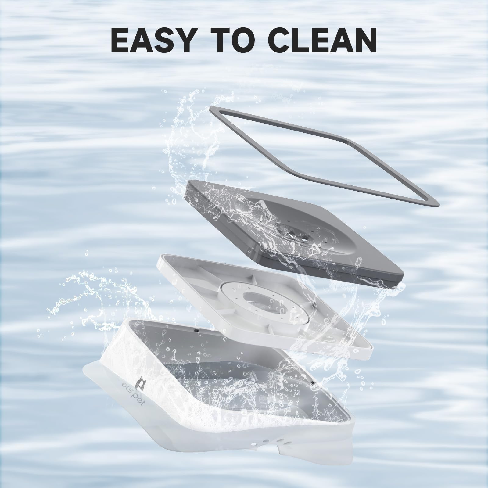 Anti-slip feet of ELS PET feeder keeping bowl steady during hydration