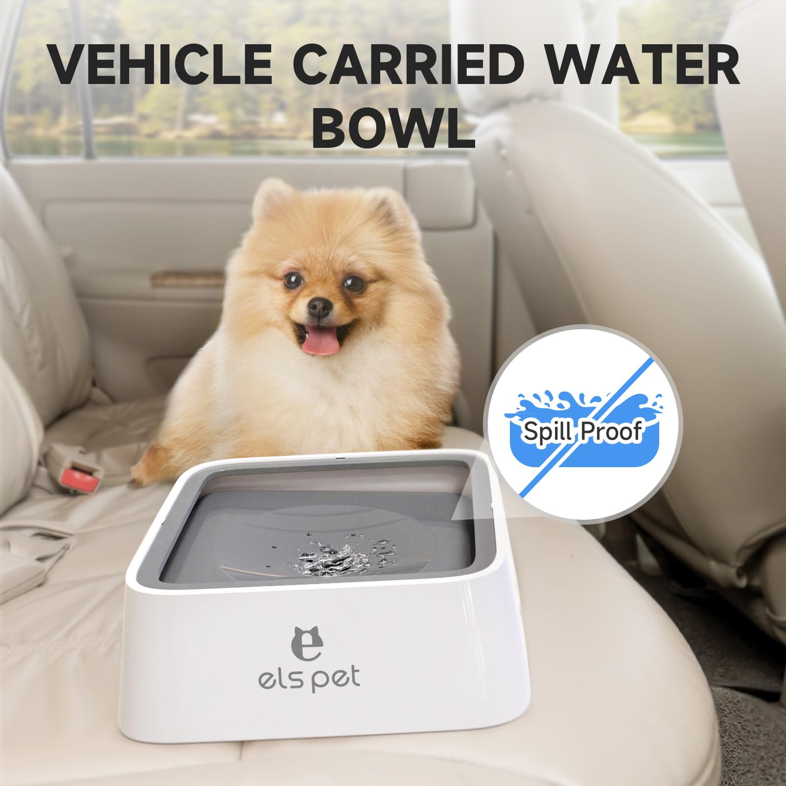 Travel use setup of ELS PET feeder in a car for on-the-go hydration