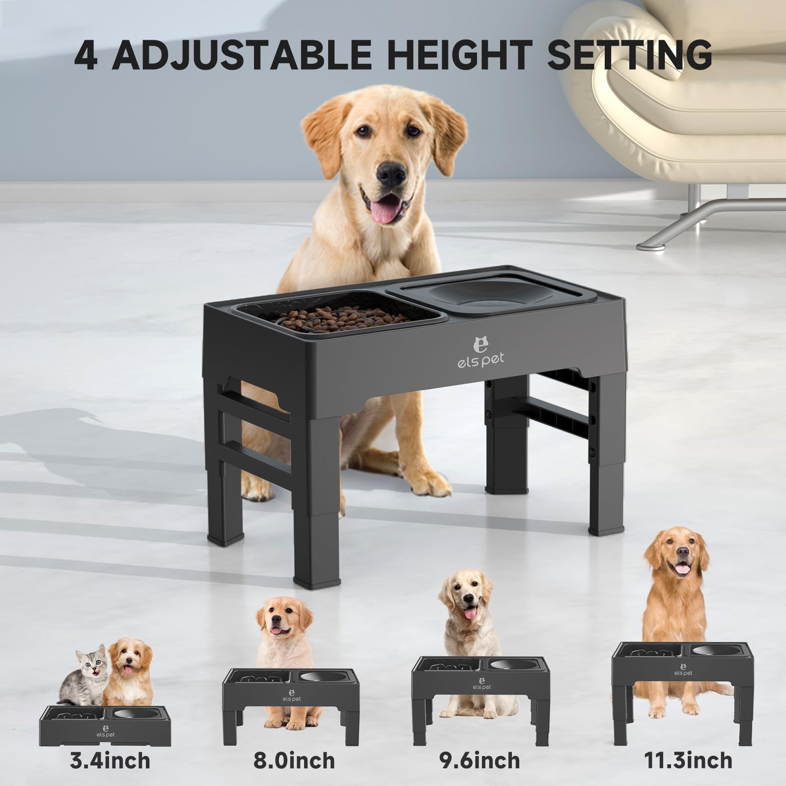 ELS PET no-spill water bowl keeps floors clean during use