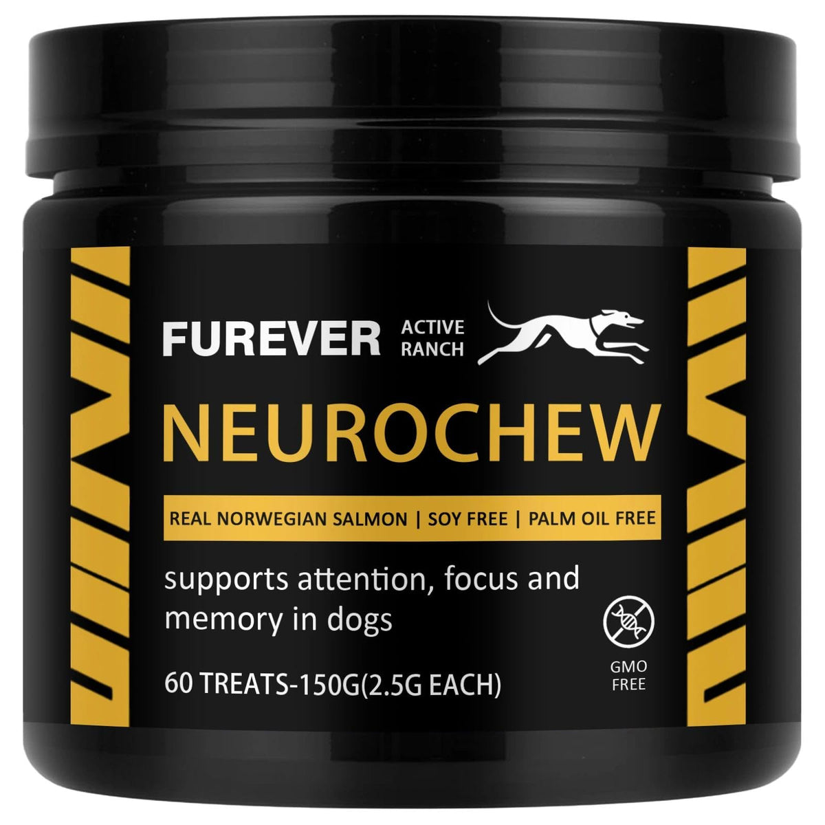 ELSORY Furever Active bottle label highlighting natural ingredients for dog wellness.