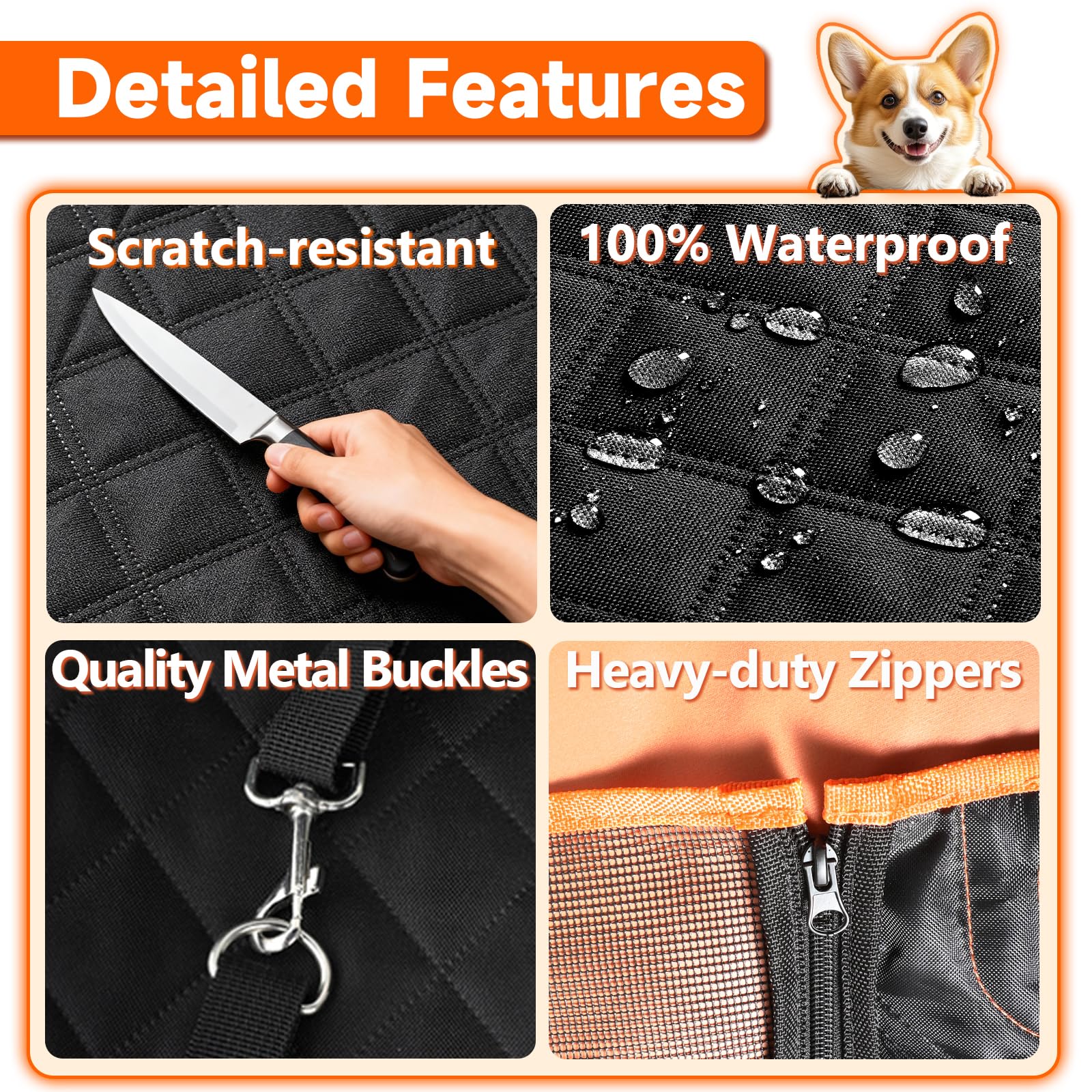 Elufa built-in storage pockets keep toys and leashes organized