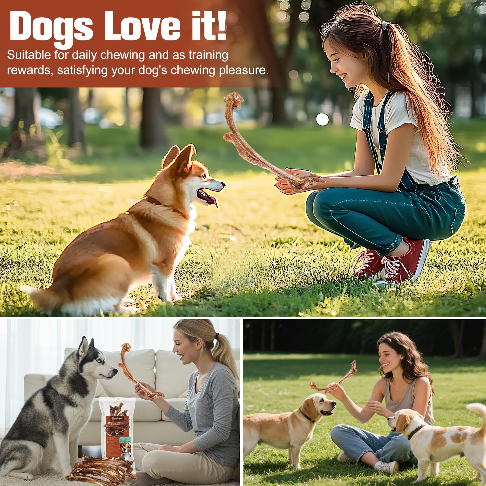 Elzefeiros dental-friendly beef rib bone chew texture supports healthier chewing