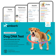 Embark Breed & Health Kit packaging shown for easy at-home pet DNA testing.
