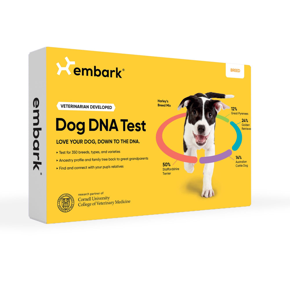 Embark breed-identification-kit-packaging shows precise breed insights for mixed-breed dogs