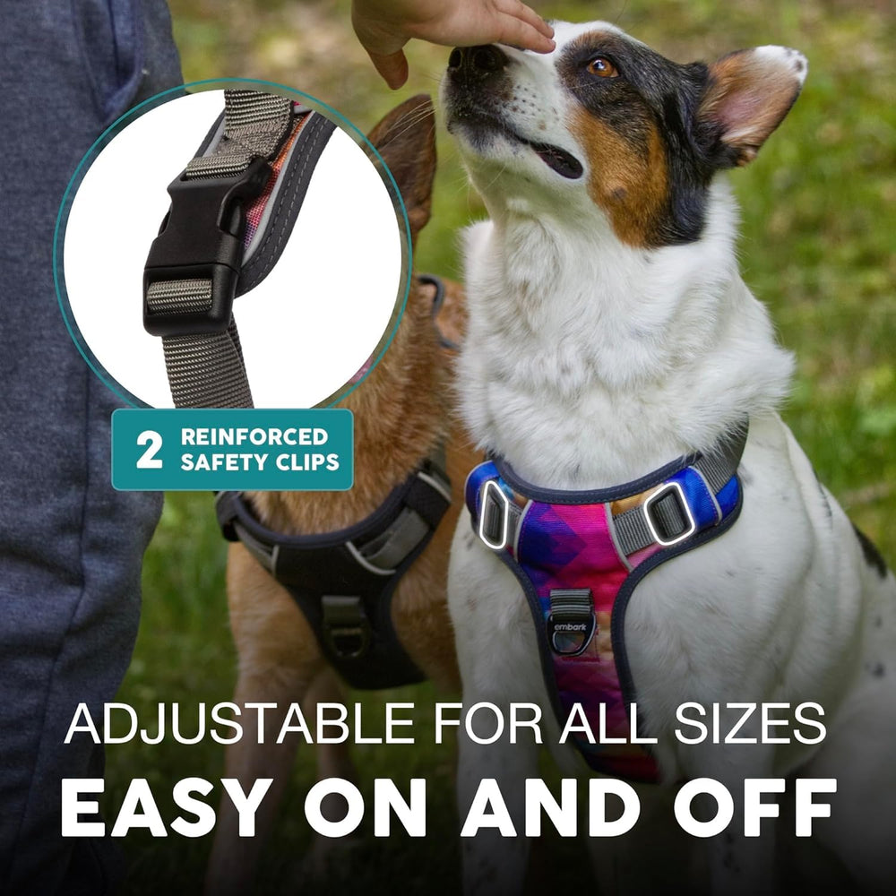 Embark Pets Adventure harness back attachment offers versatile leash options for outings.
