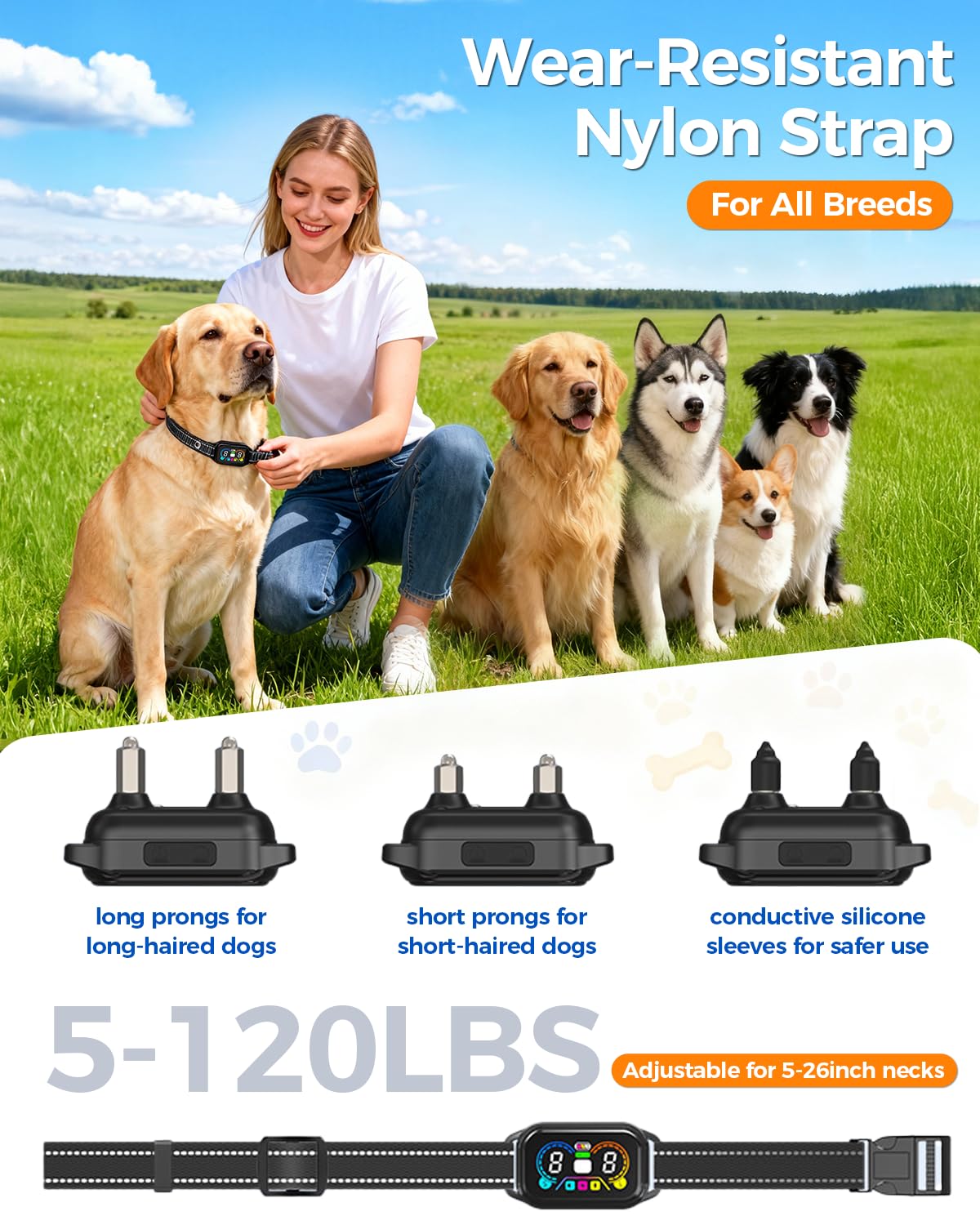 Emdoro adjustable neck collar fits dogs from small to large.