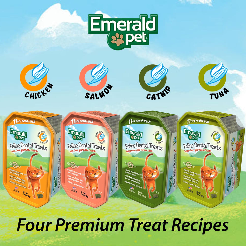 Emerald Pet cat dental treats catnip recipe offering flavor variety