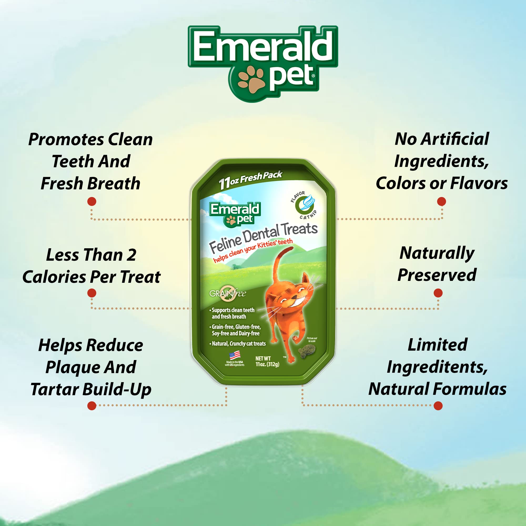 Emerald Pet cat dental treats crunch close-up showing texture for cleaning