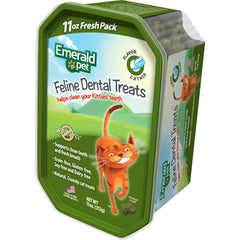 Emerald Pet cat dental treats tub front for easy dental care