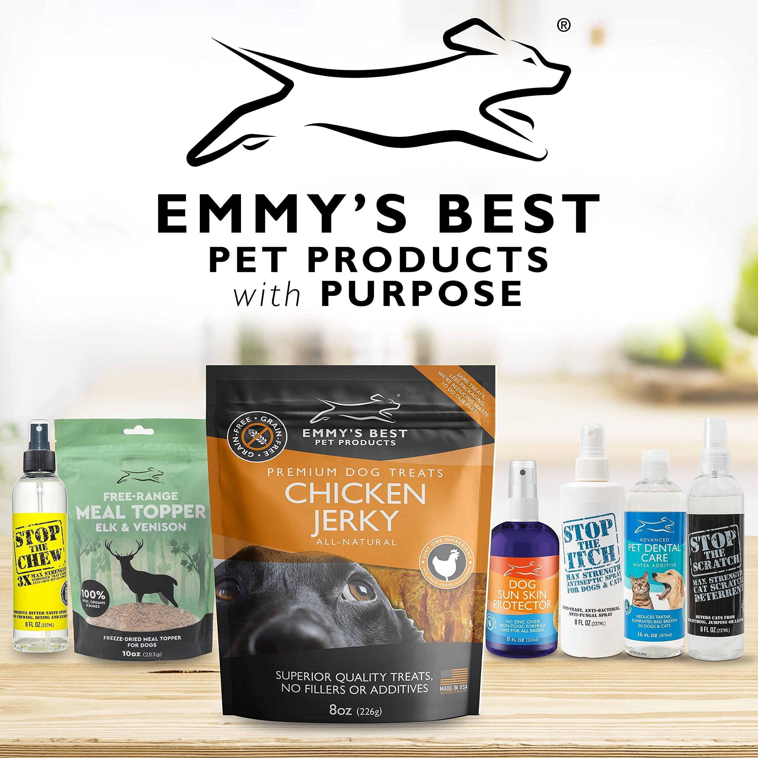 Emmy's Best EBPP dog enjoying jerky treat as a snack.