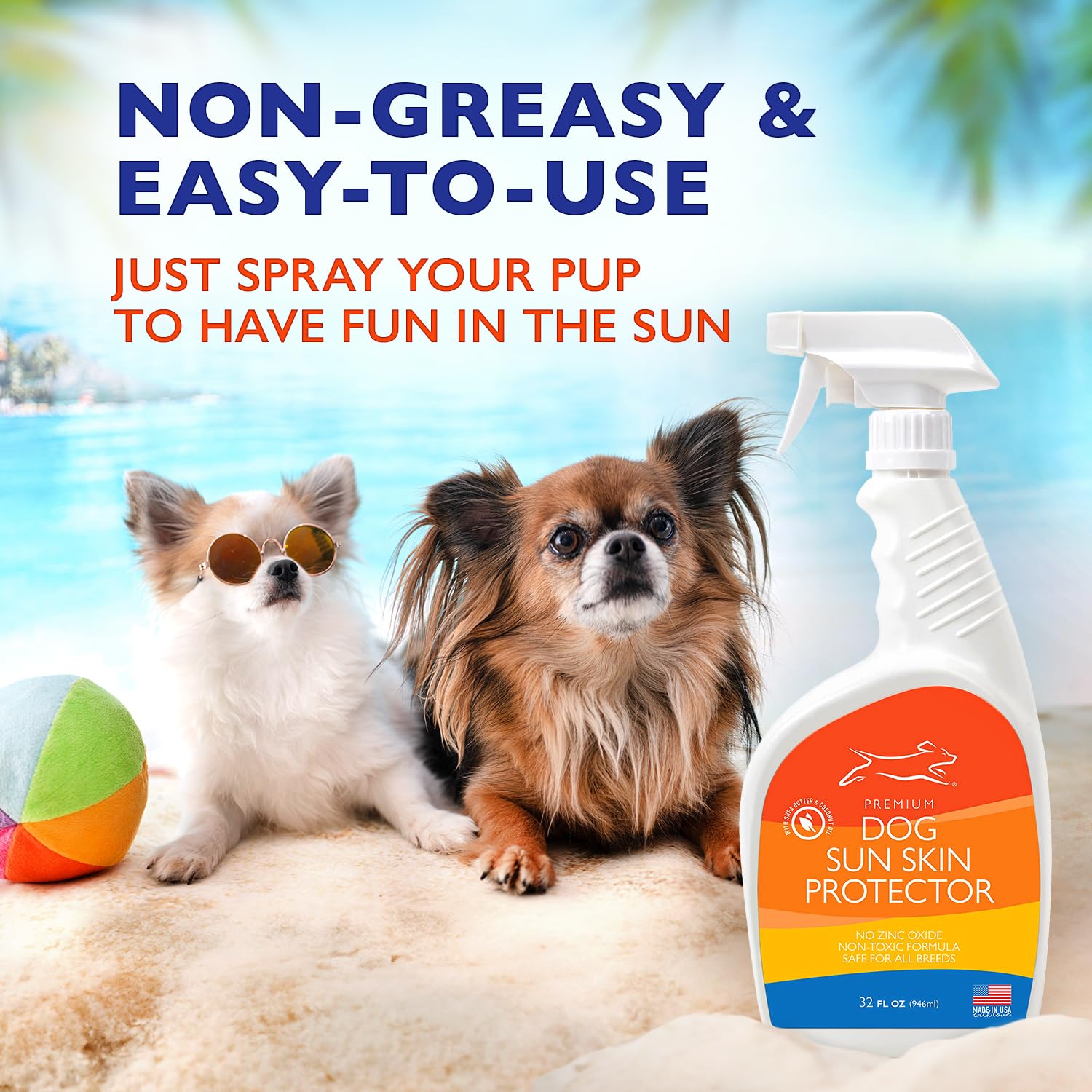Emmy's Best EBPP spray leaves a non-greasy finish on dogs.