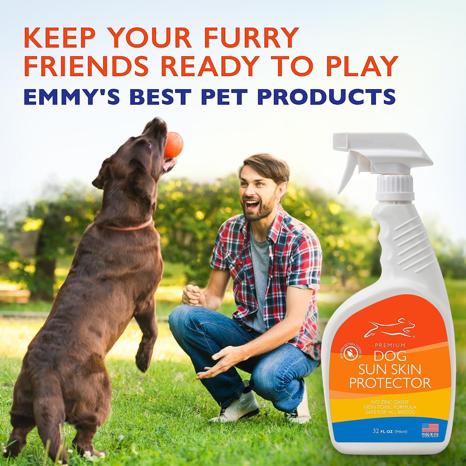 Emmy's Best EBPP sunscreen on nose and paws shields sensitive areas from sun.