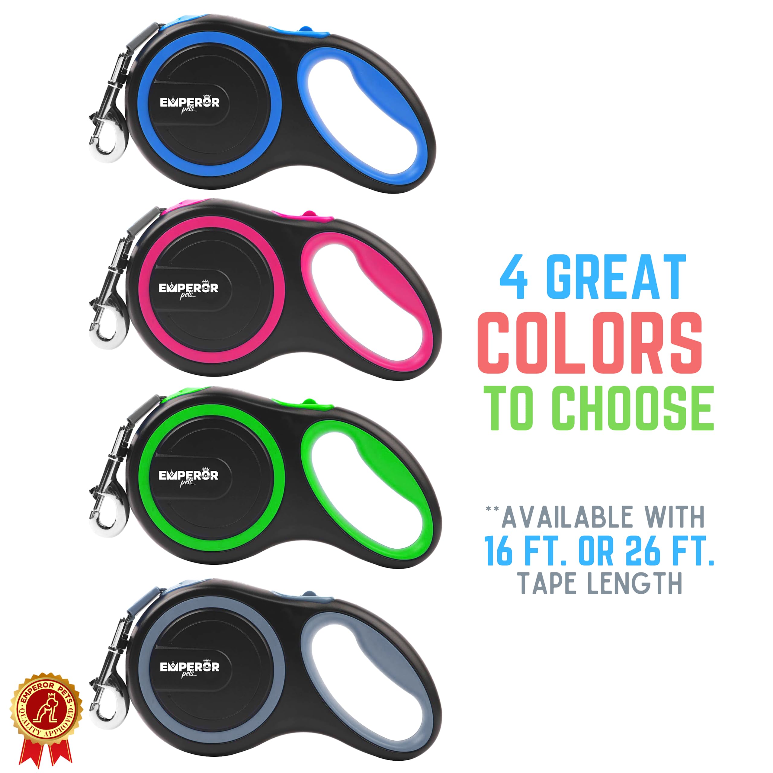 Emperor Pets 26ft leash up to 110 lbs suitable for large breeds.