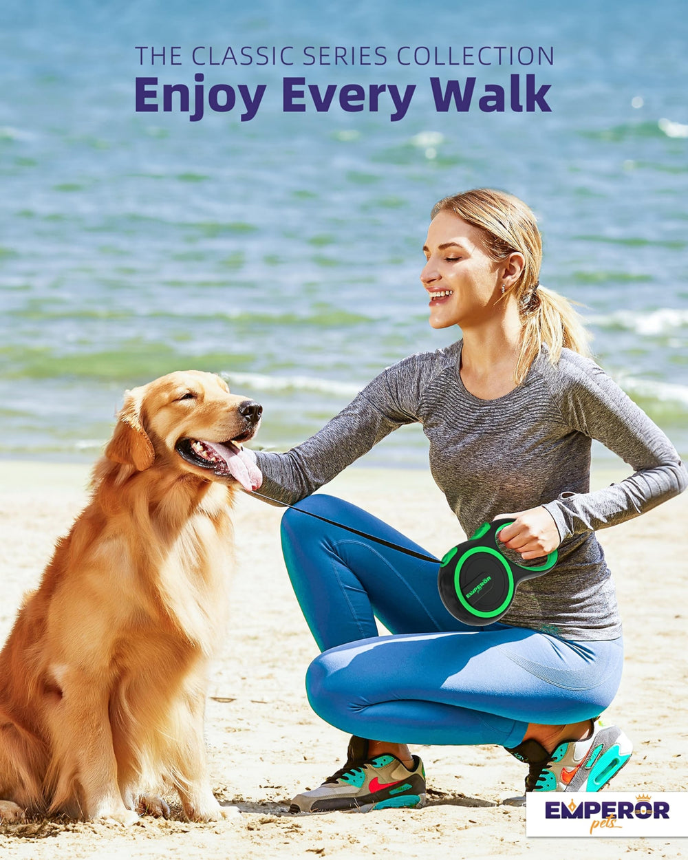 Emperor Pets 26ft leash zinc hook resists rust for reliable canine adventures.