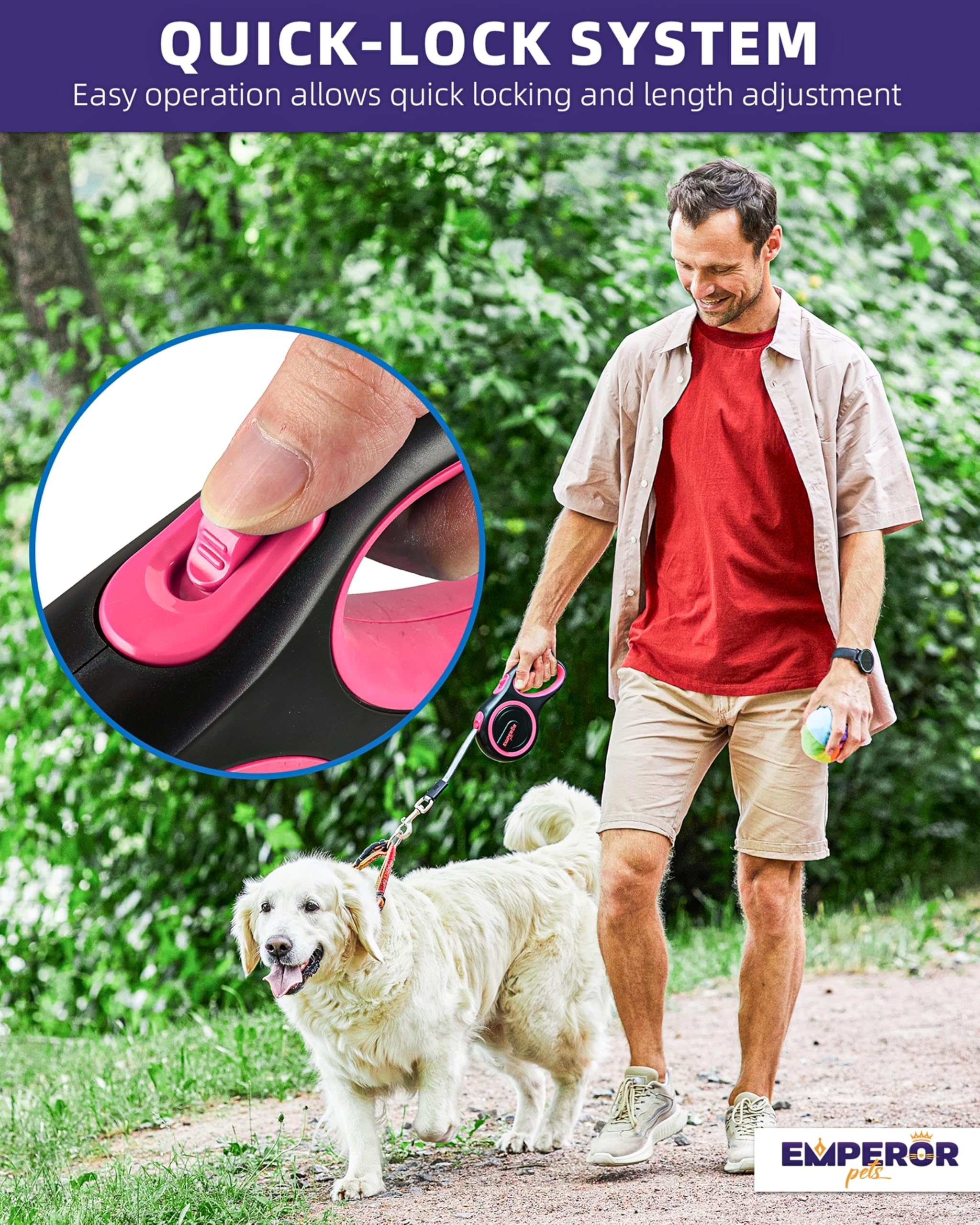 Emperor Pets 360-degree swivel prevents tangling during busy outings.