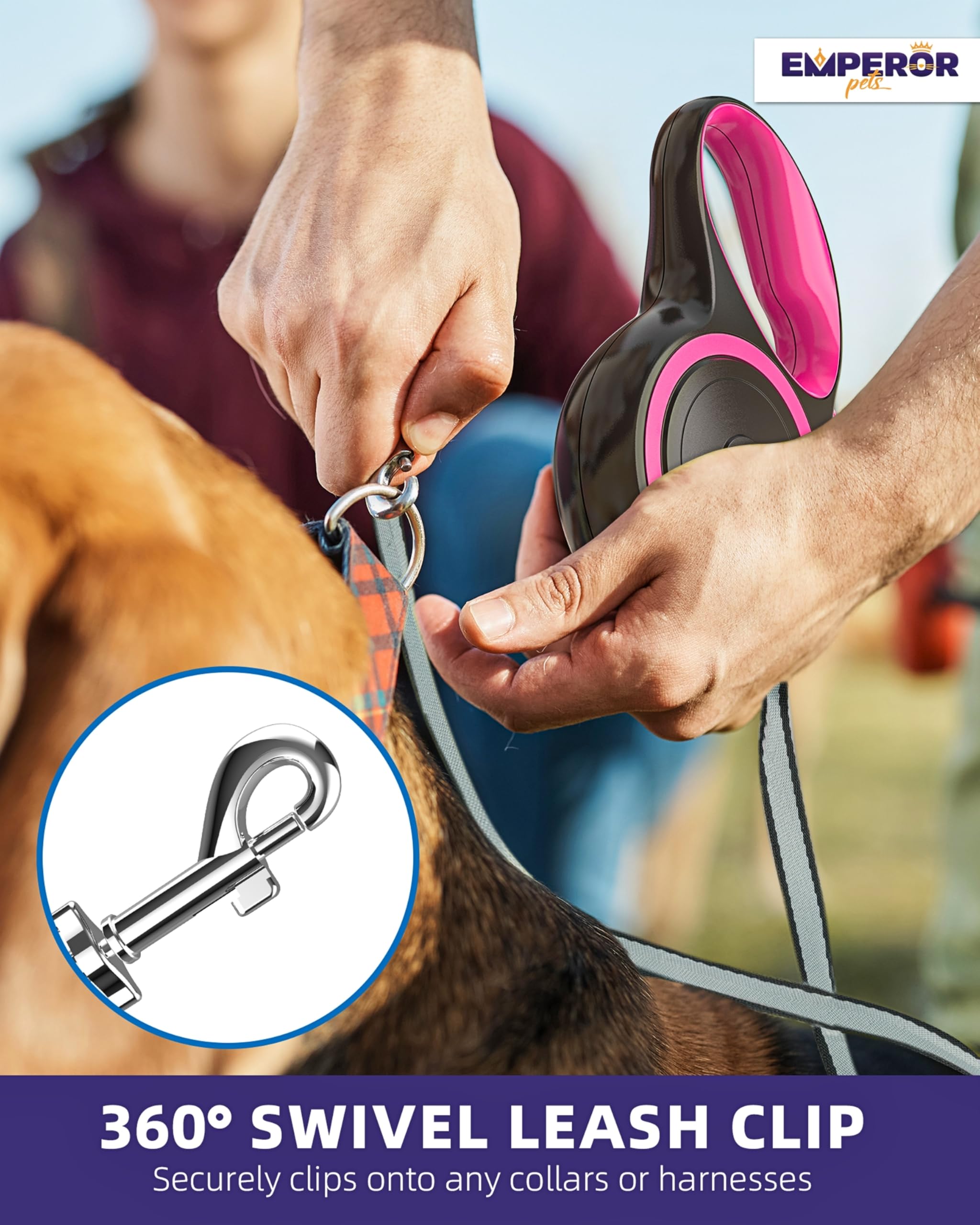 Emperor Pets heavy-duty nylon tape supports dogs up to 110 lbs safely.