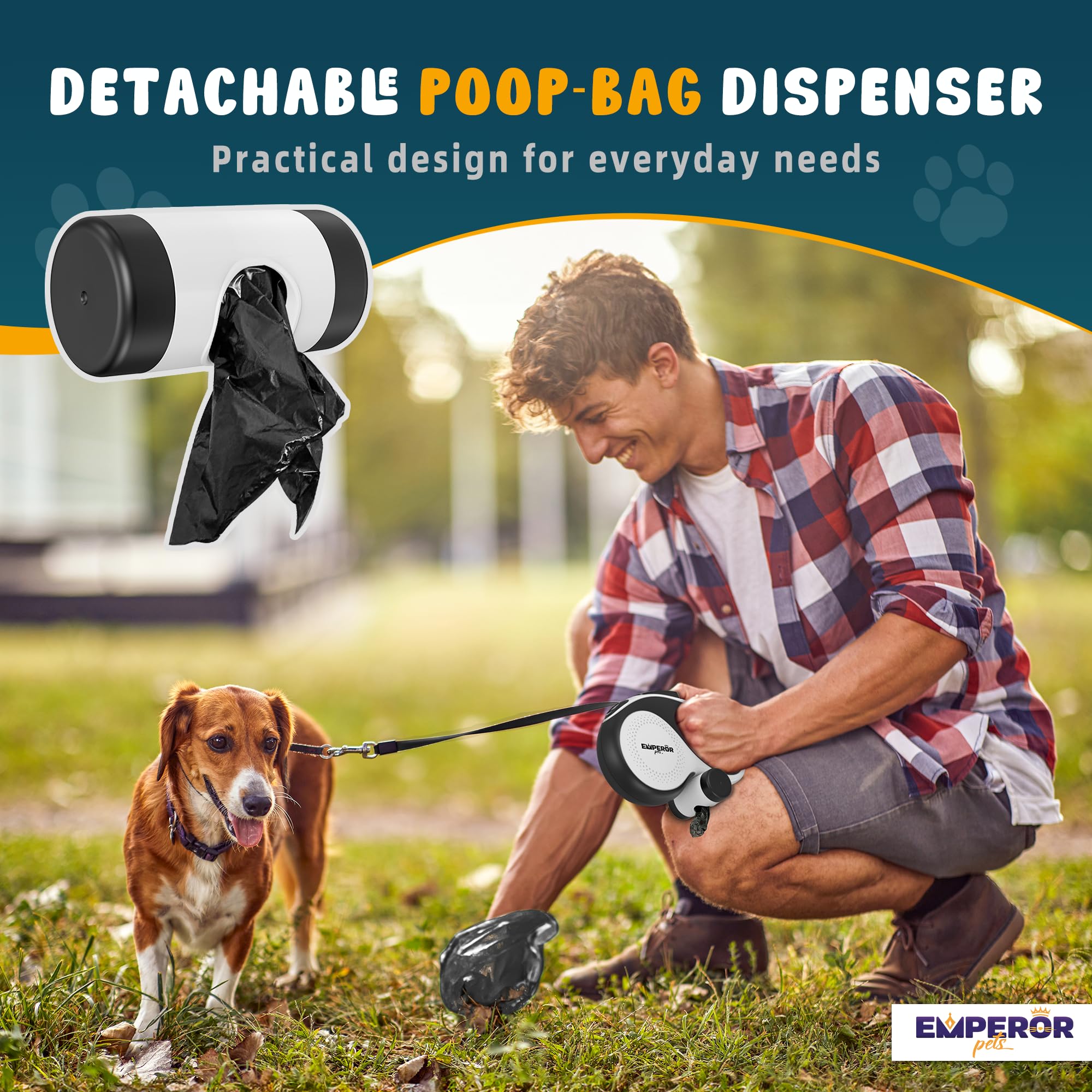 Emperor Pets 360-degree swivel prevents tangles for smooth outdoor roaming