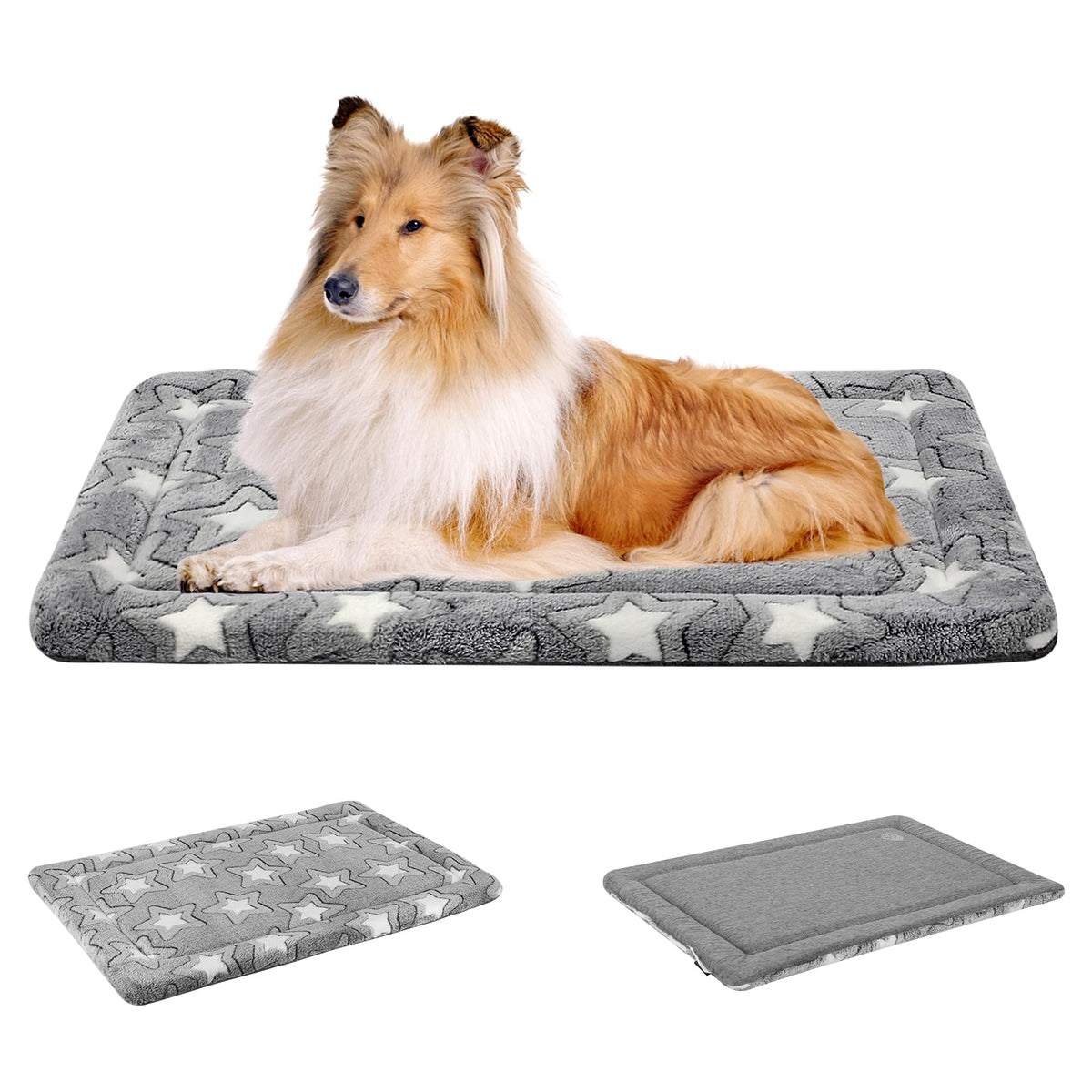 EMPSIGN Fancy Dog Bed Mat XXL in crate for large dogs.