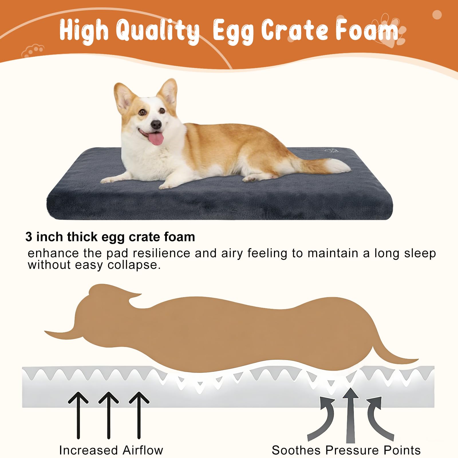 EMPSIGN reversible warm and cool dog bed for year-round use