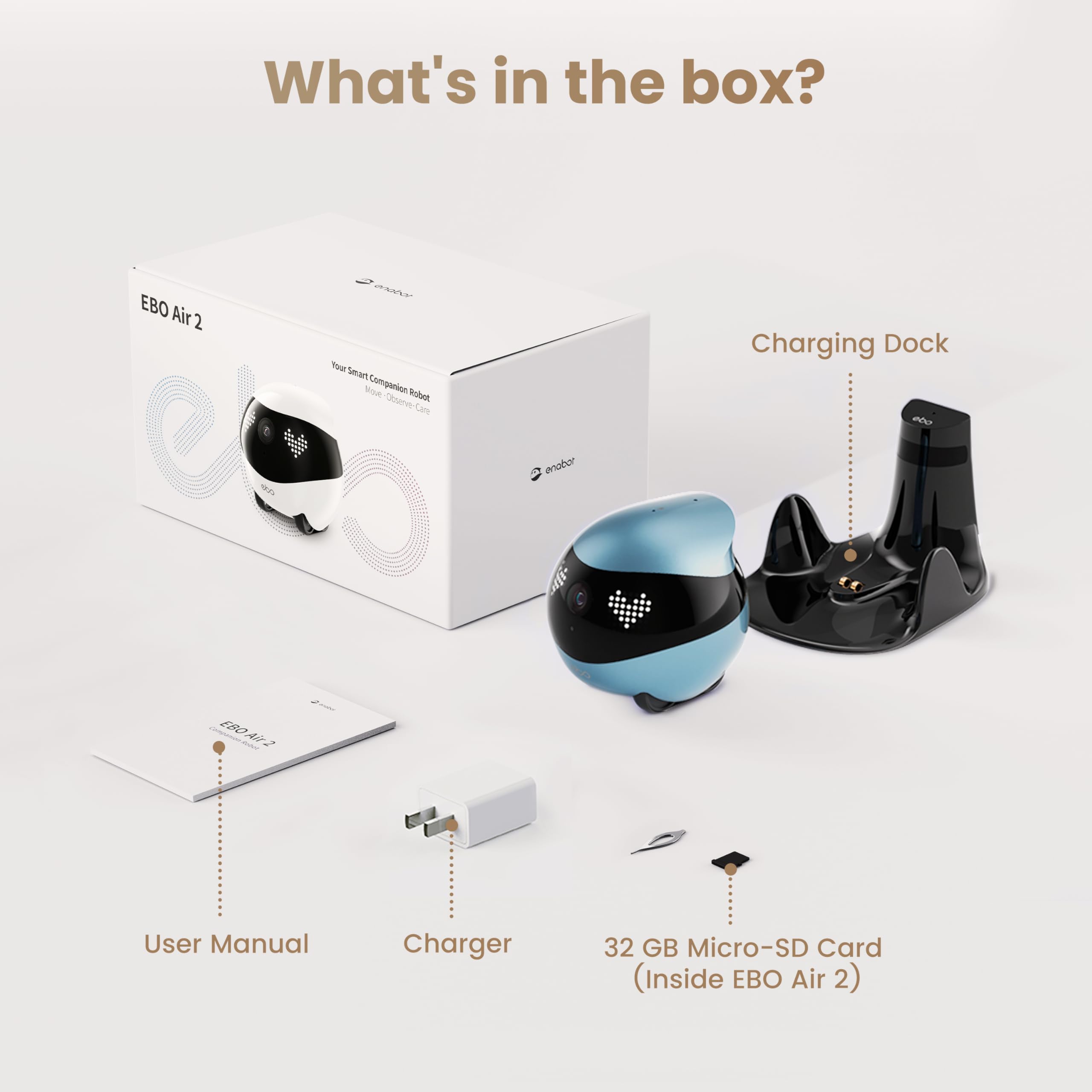 Enabot EBO Air 2 custom facial expression highlights personalized family interactions.