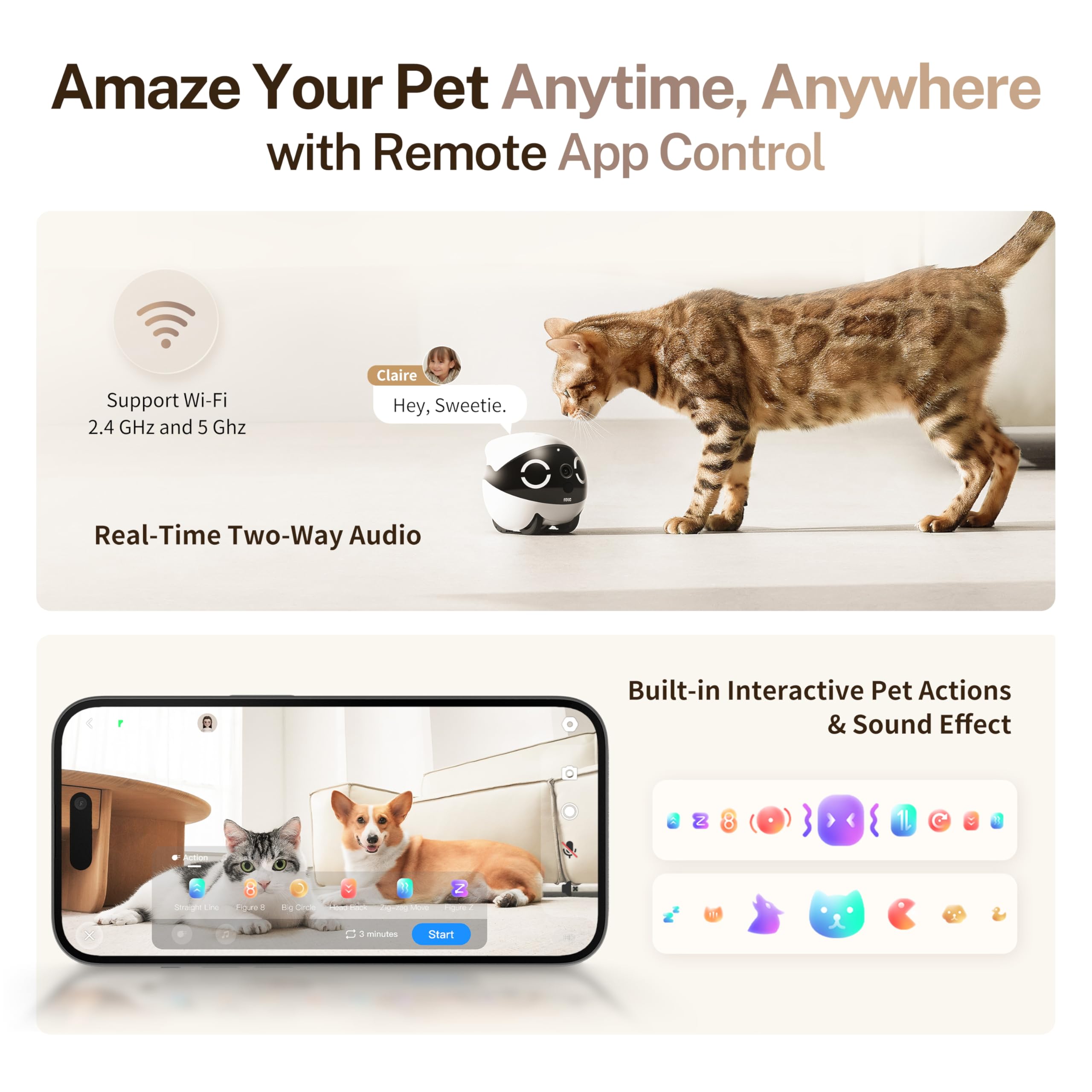 Enabot EBO ROLA Mini 2-way audio lets you talk and listen remotely.