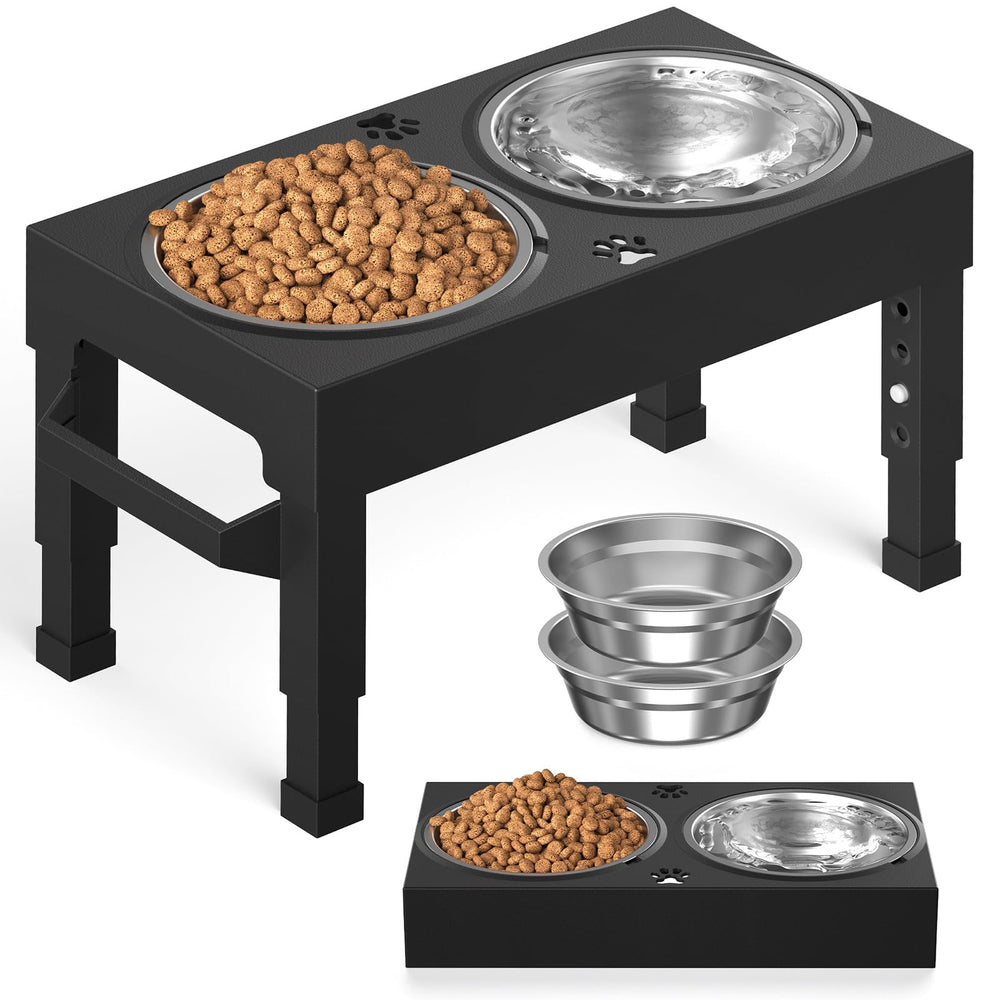 Enayplon elevated dog bowl stand with two bowls for convenient daily feeding