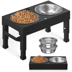 Enayplon elevated dog bowl stand with two bowls for convenient daily feeding